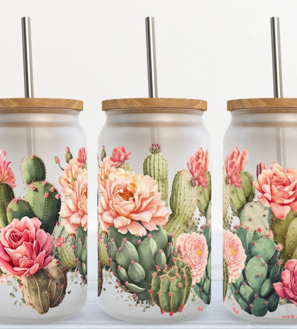 Cactus Vibes Glass Tumbler